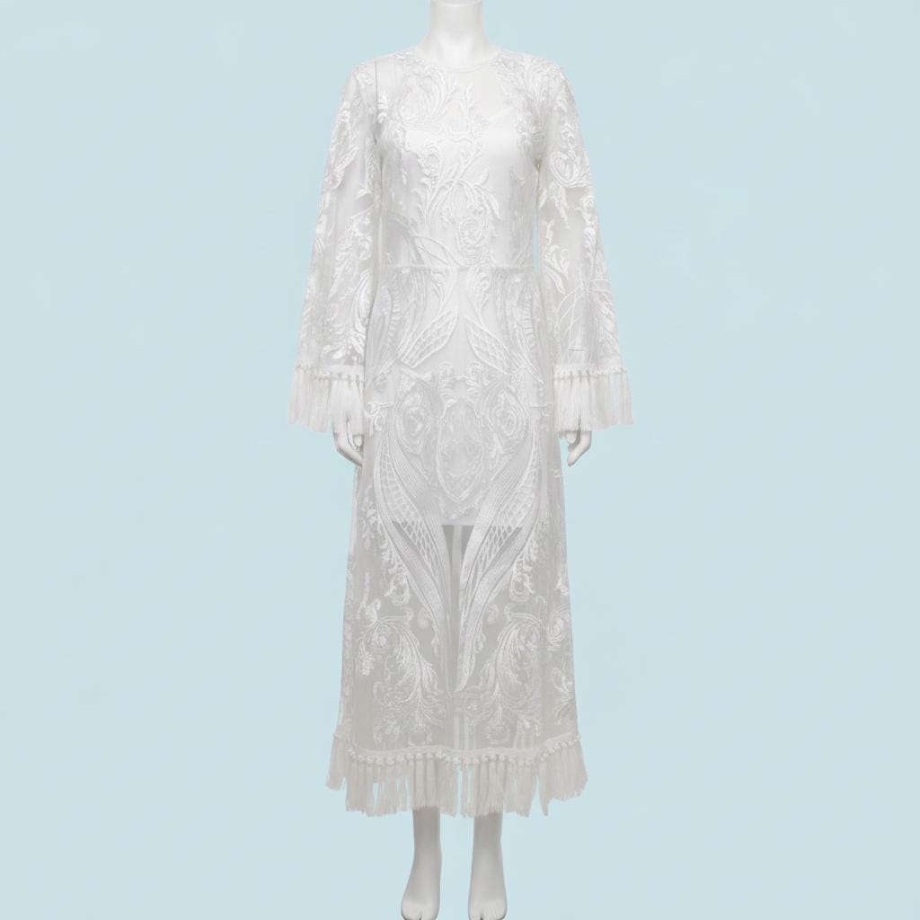 Simple Boho Lace Wedding Dress Elegant Maxi Elopement Bridal Gown