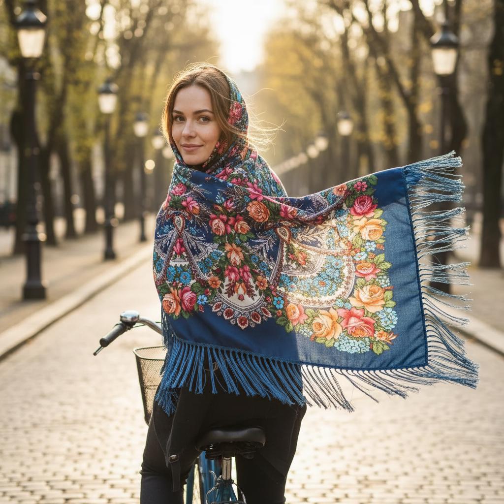 Women Bohemian Shawl Printed Tassel Warm Cloak Scarf