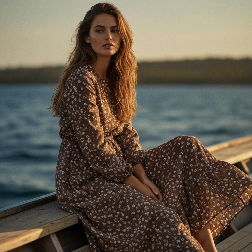 Women Boho Floral Maxi Dress Long Sleeve Casual Summer Dress