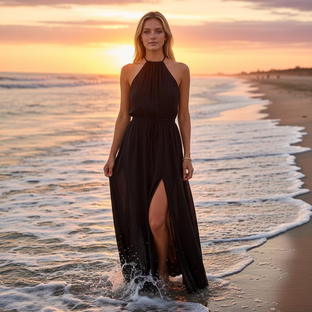 Boho Beach Maxi Dress High Split Summer Tunic Sundress Party XXL