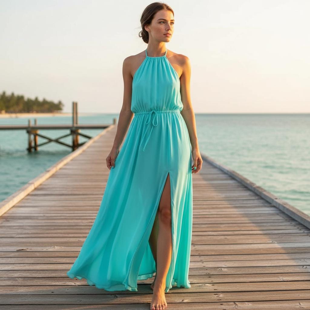 Women Boho Maxi Dress High Slit Summer Beach Evening Sundress XXL