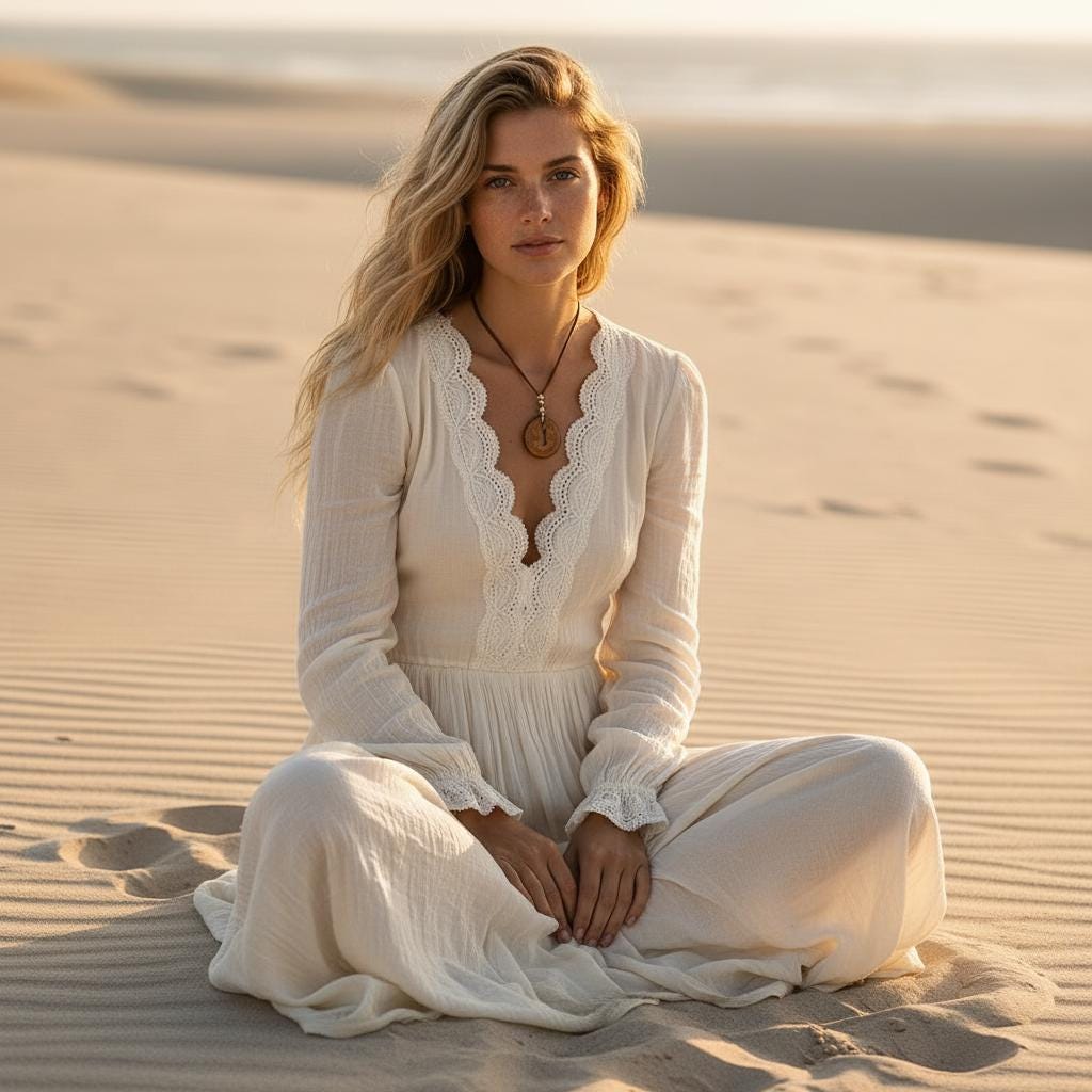 Bohemian Lace Maxi Dress Floral V Neck High Waist Elegant Long Dress