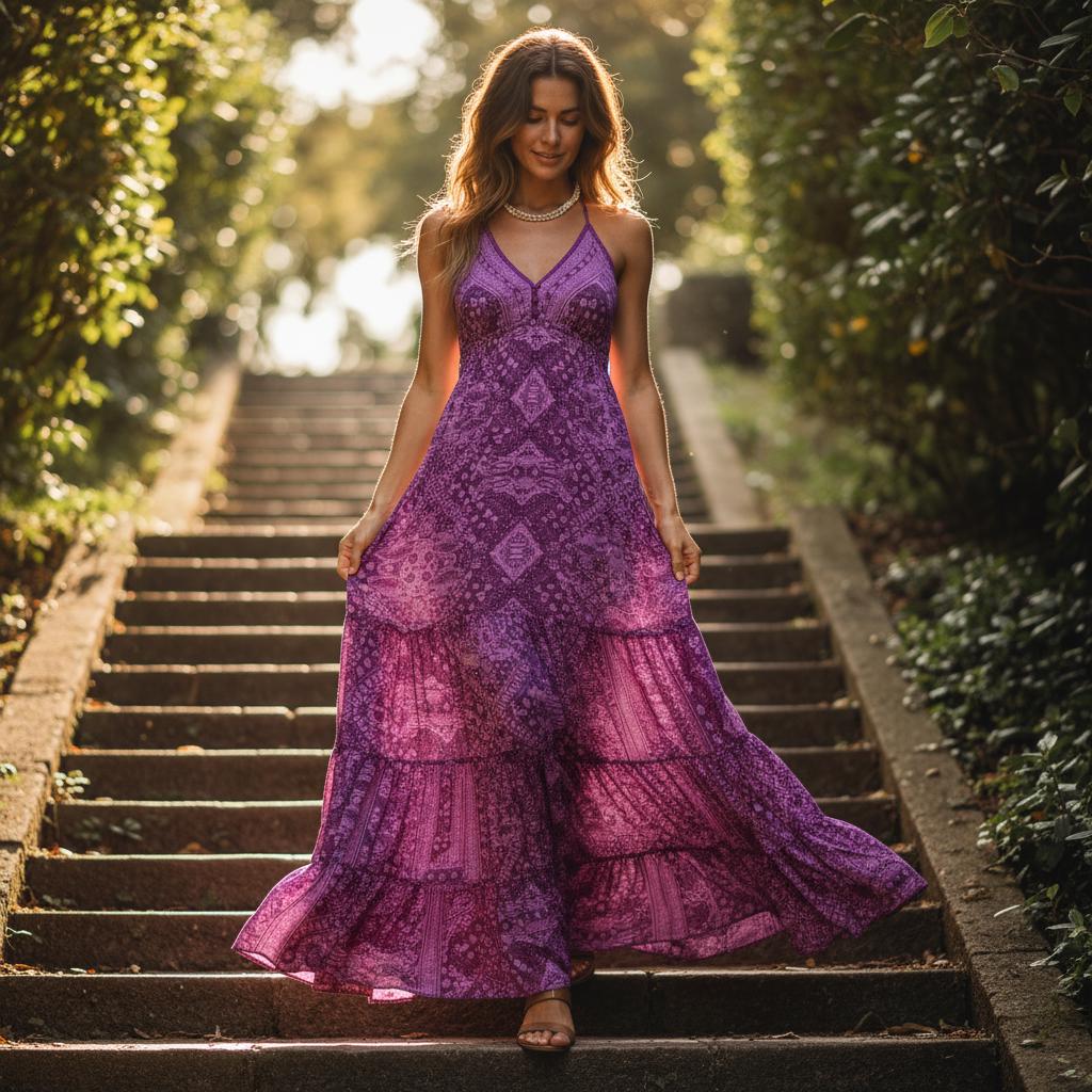 Bohemian Strapless Maxi Dress Floral High Waist Beach Dress