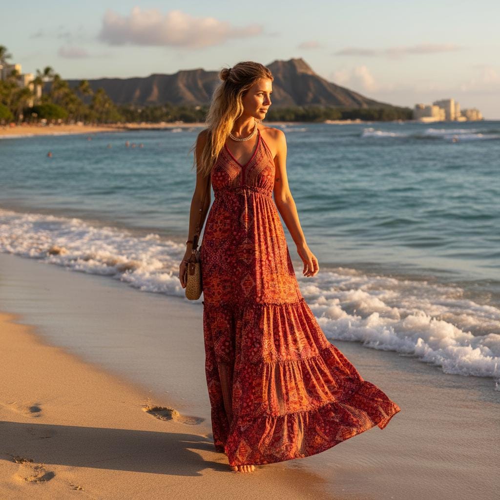 Floral Boho Maxi Dress Strapless Long Summer Beach Gown