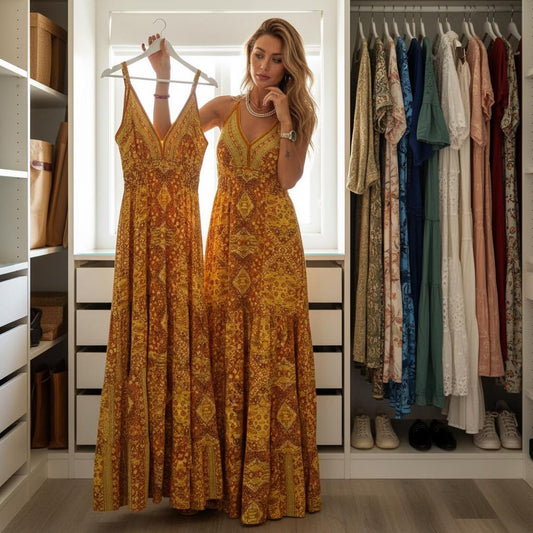 Summer Boho Maxi Dress Strapless Floral High Waist Long Dress