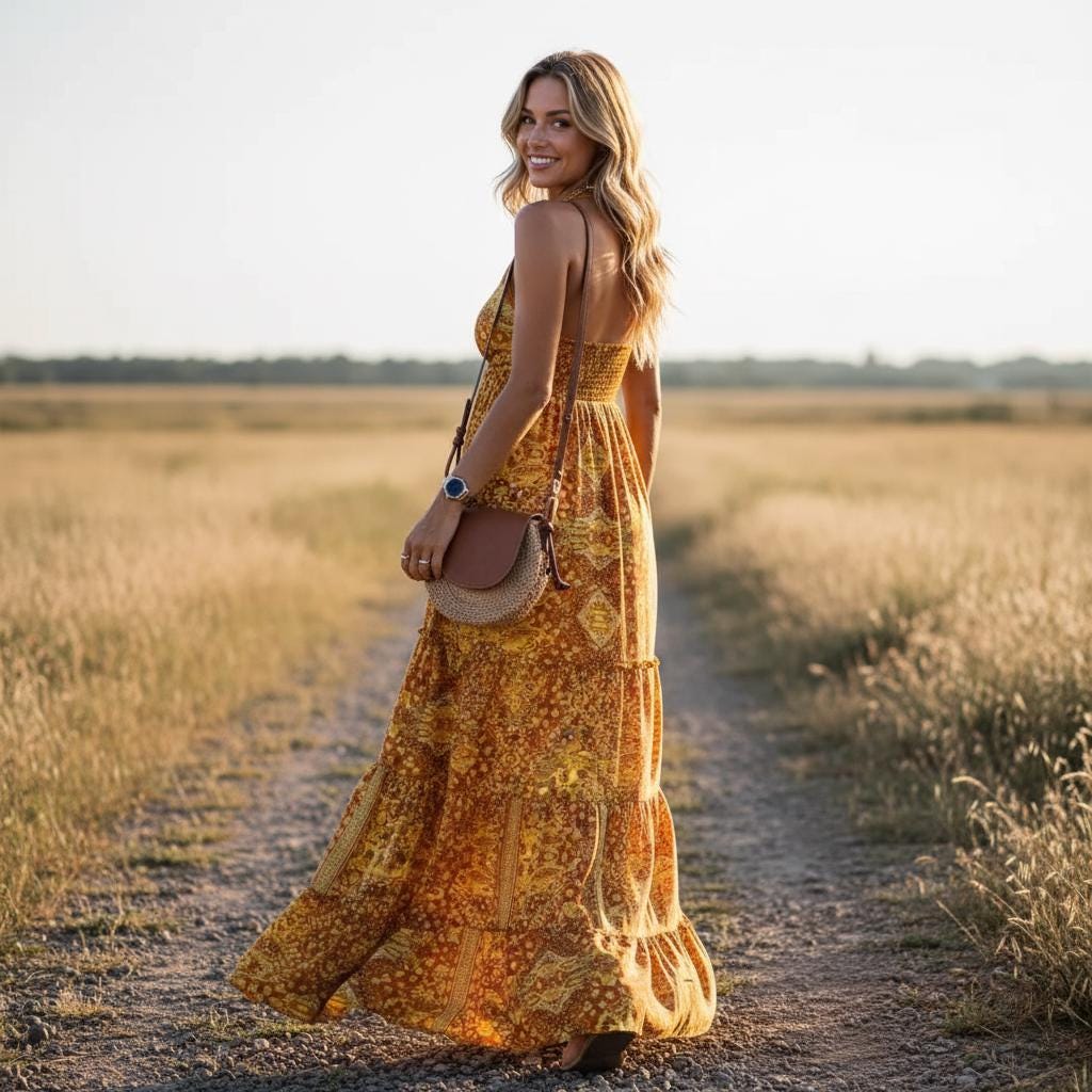 Summer Boho Maxi Dress Strapless Floral High Waist Long Dress