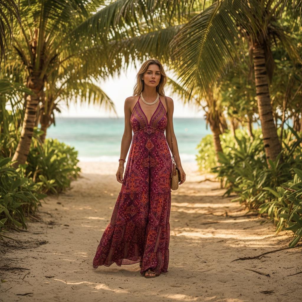 Strapless Floral Maxi Dress Boho Style High Waist Summer Dress