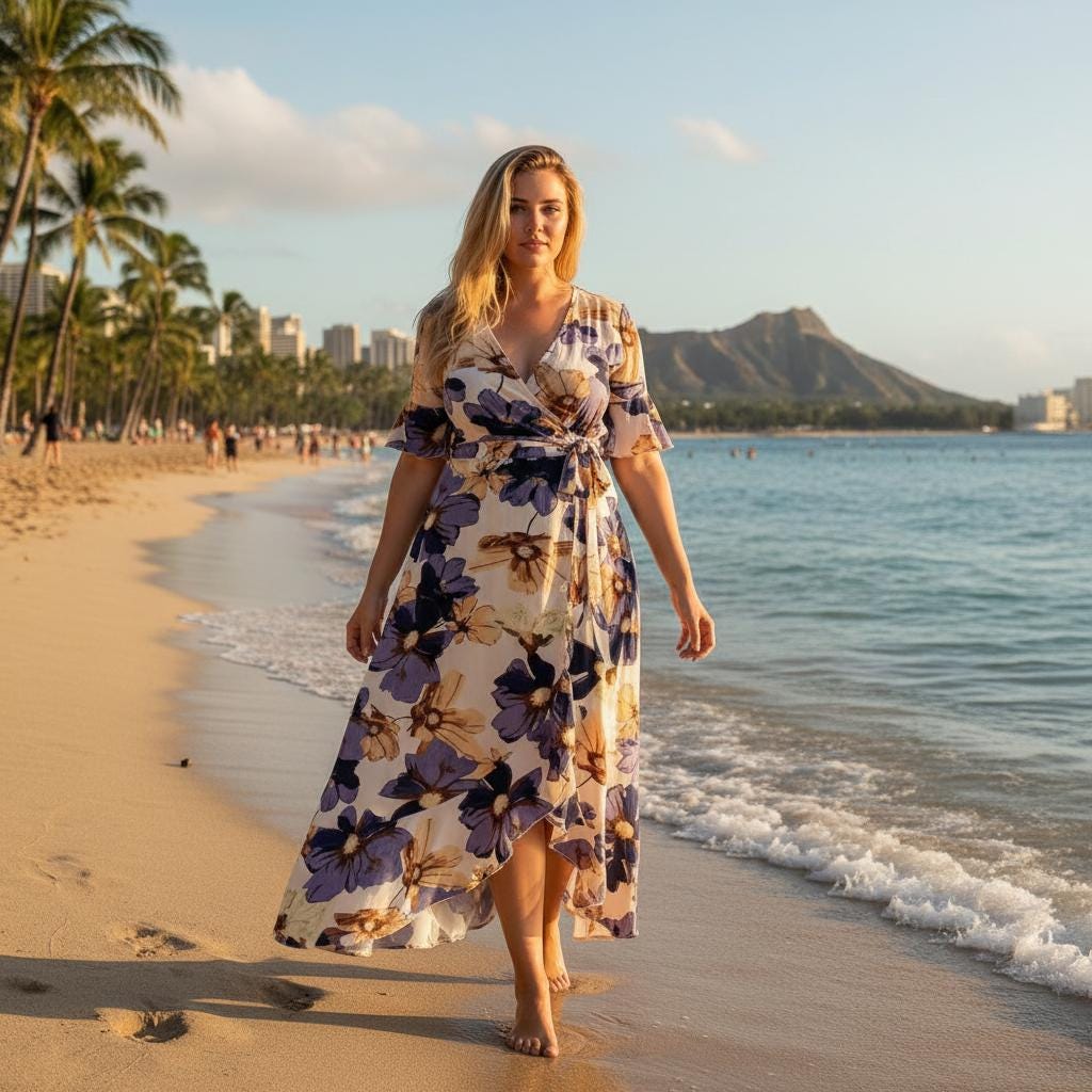 Plus Size Boho Printed Maxi Dress V Neck Flowy Fishtail Hem