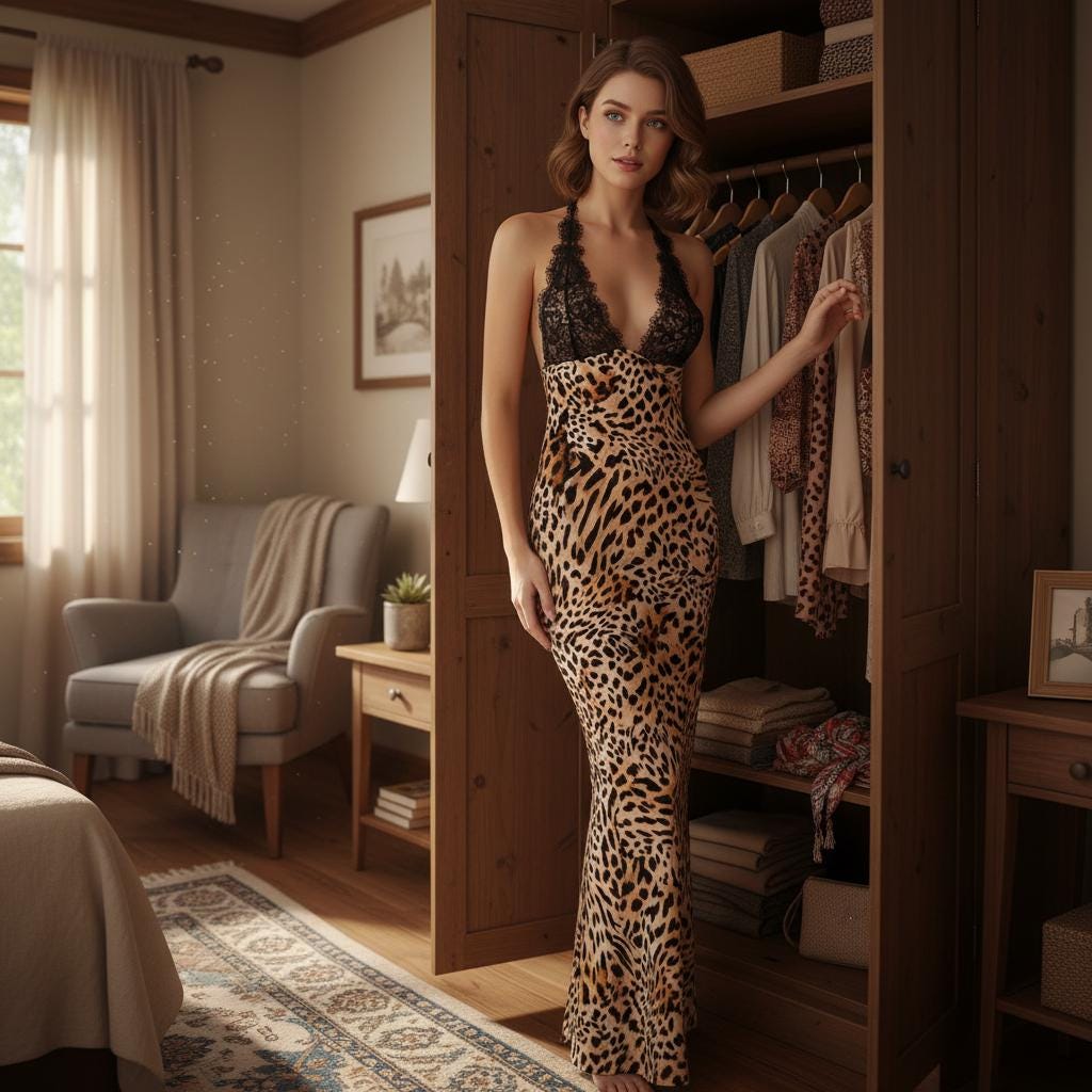 Leopard Lace Halter Maxi Dress Sexy Deep V Fishtail Party Gown