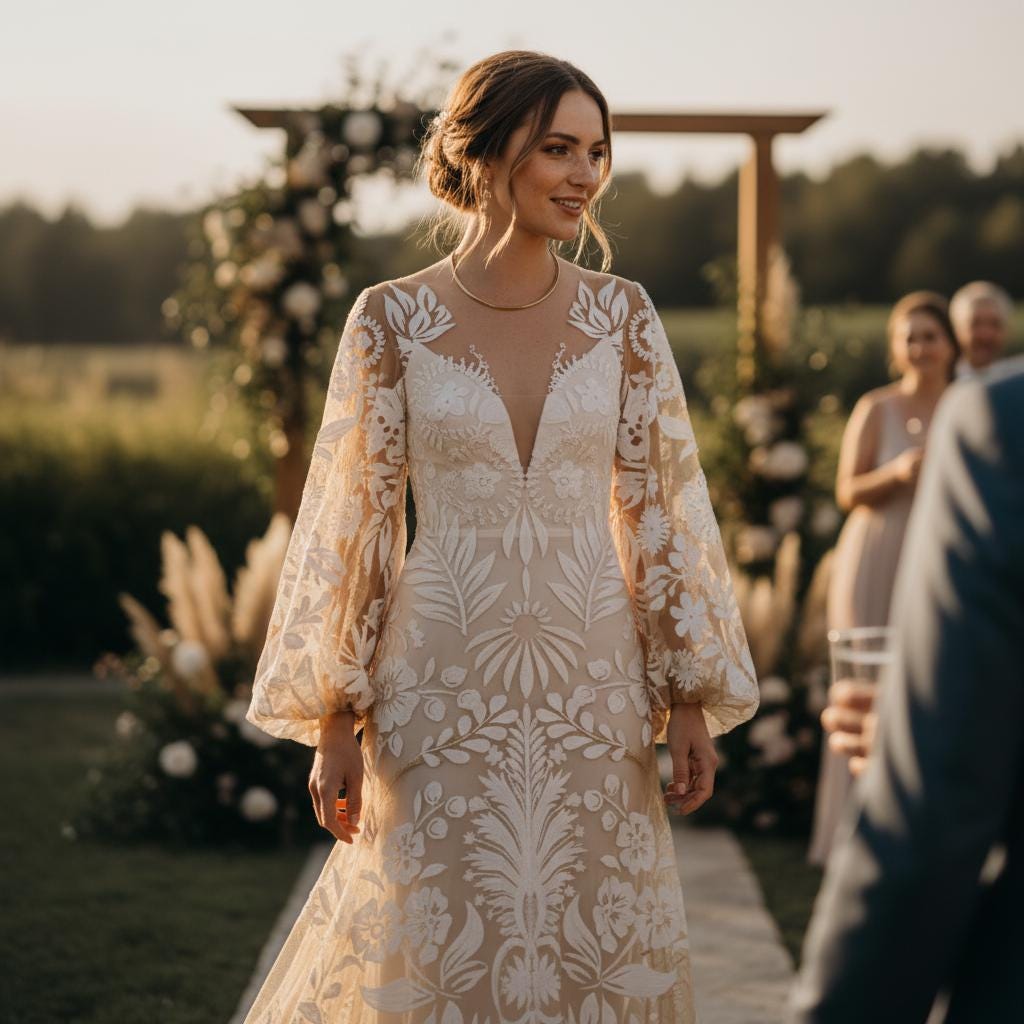 Boho Floral Flared Sleeve Maxi Dress V Neck Backless Wedding Guest