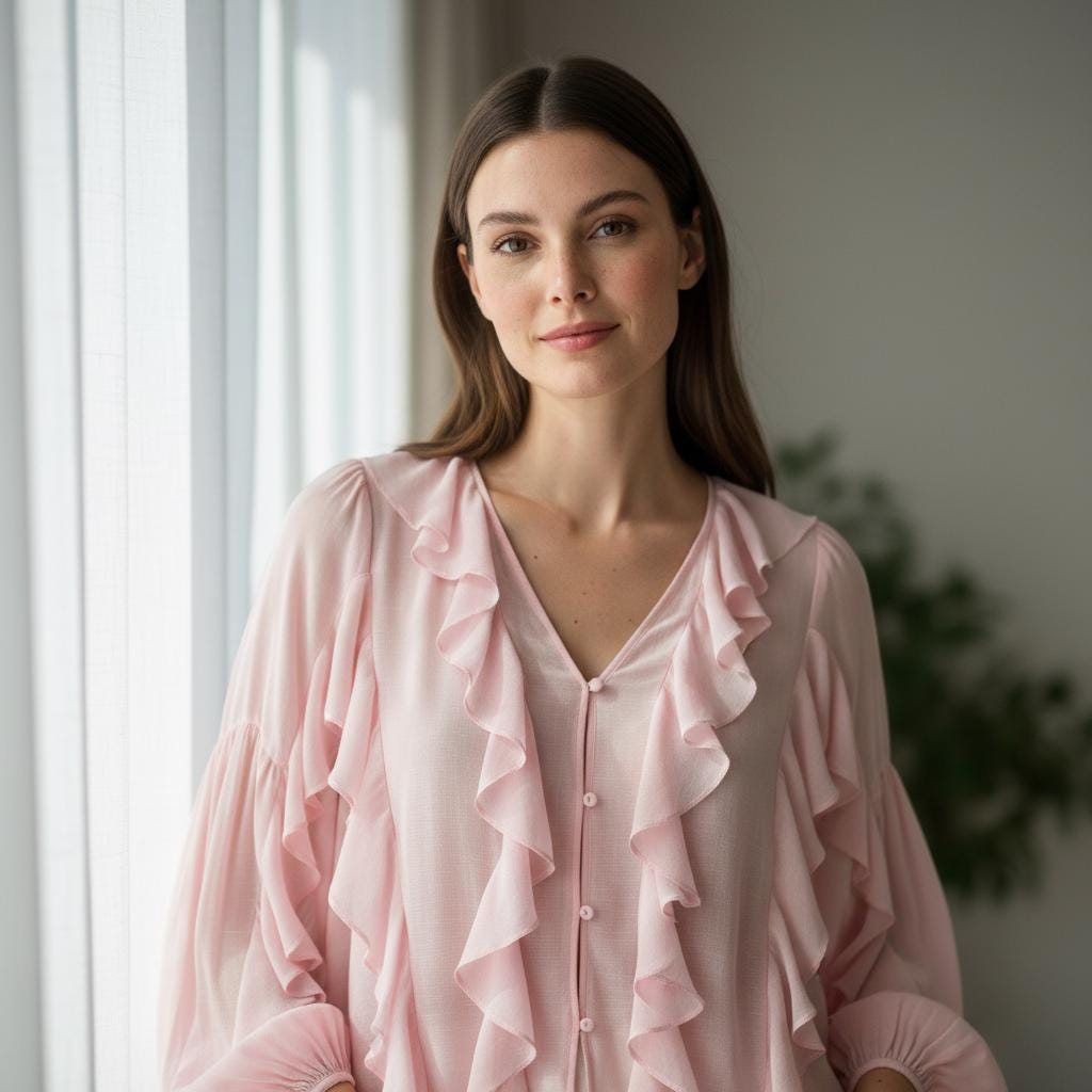 Boho Ruffled Lace Up V Neck Blouse Loose Spring Top