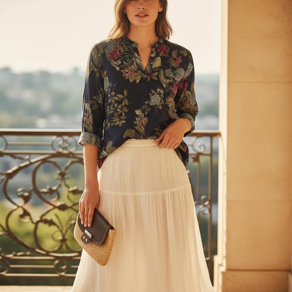 Boho Floral V Neck Blouse Women Cotton Loose Ethnic Spring Top