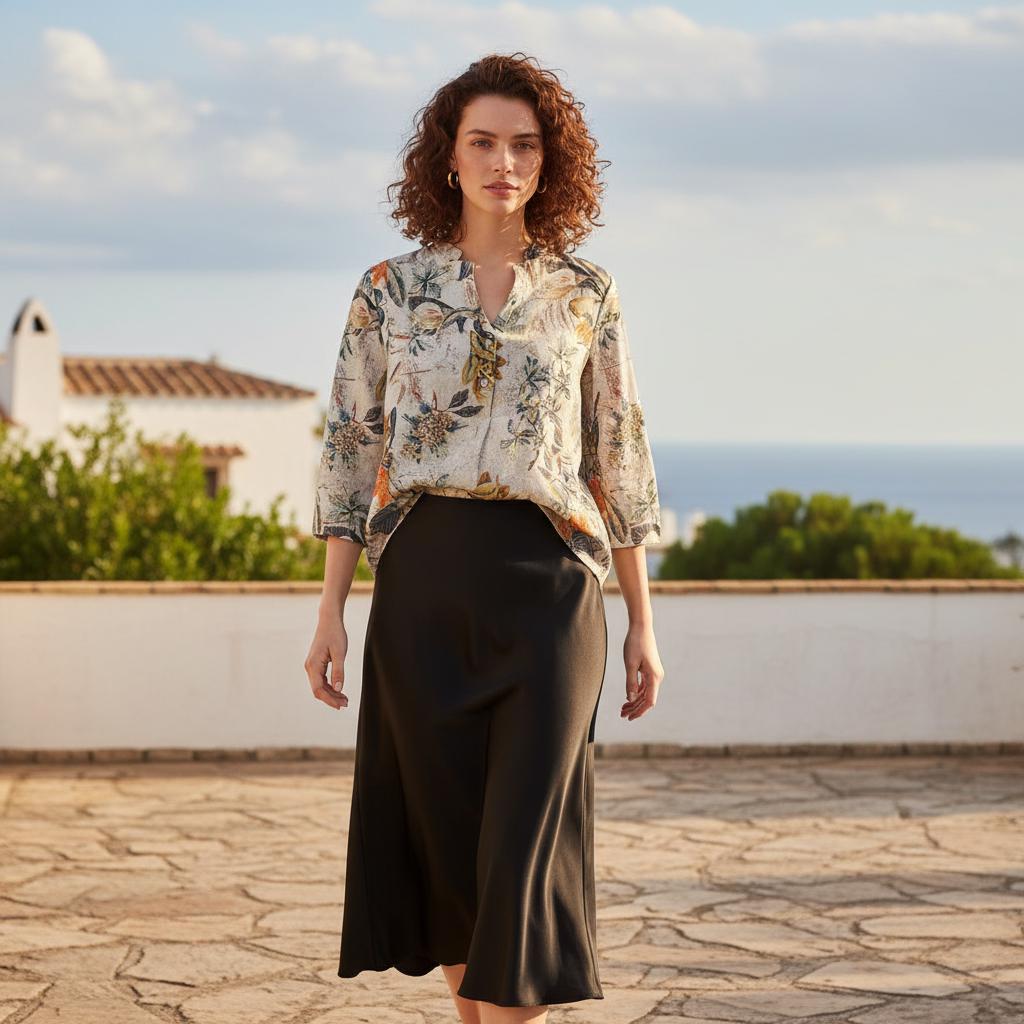 Women Boho Cotton Blouse Floral V Neck Loose Retro Spring Top