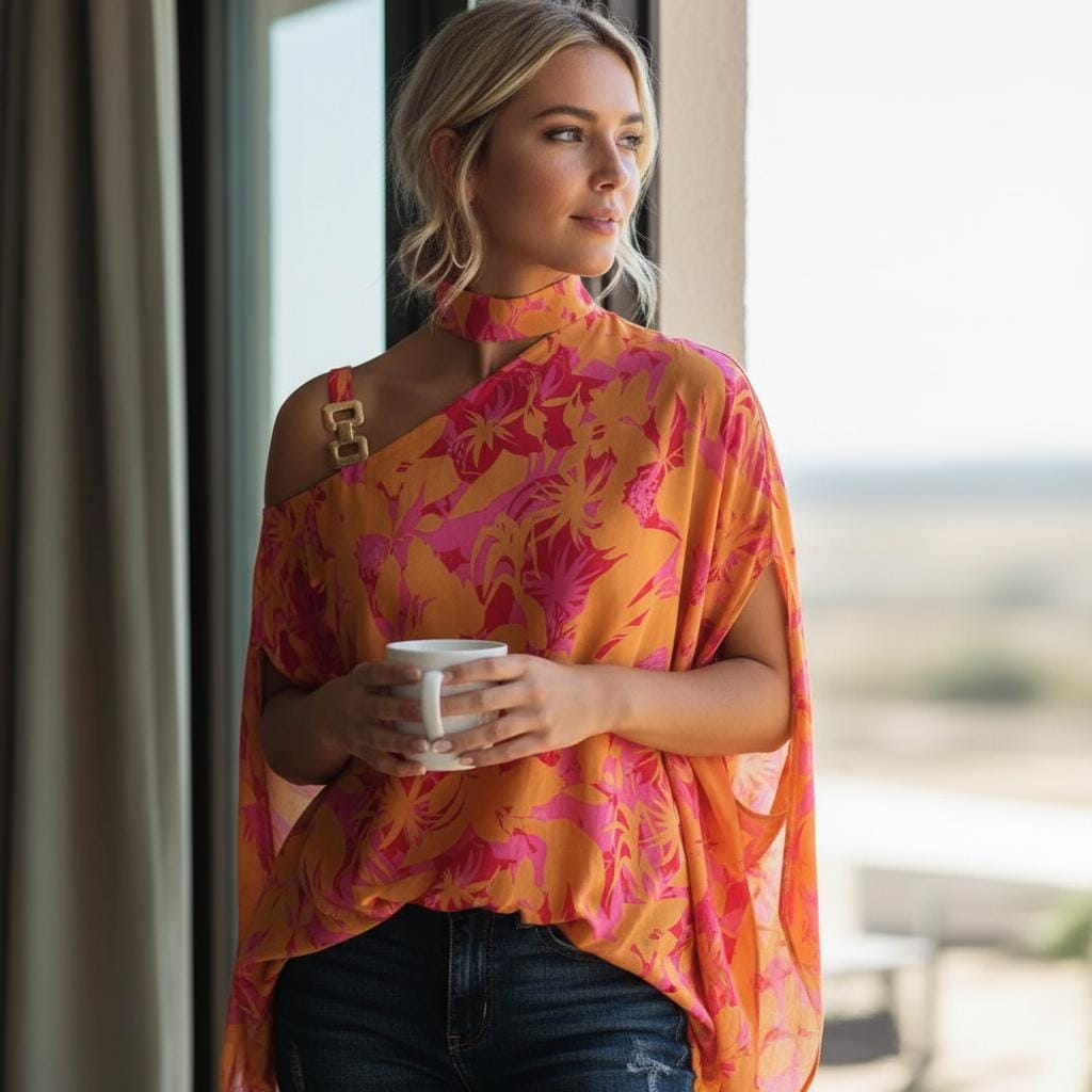 Plus Size Boho Cold Shoulder Blouse Loose Summer V Neck Top