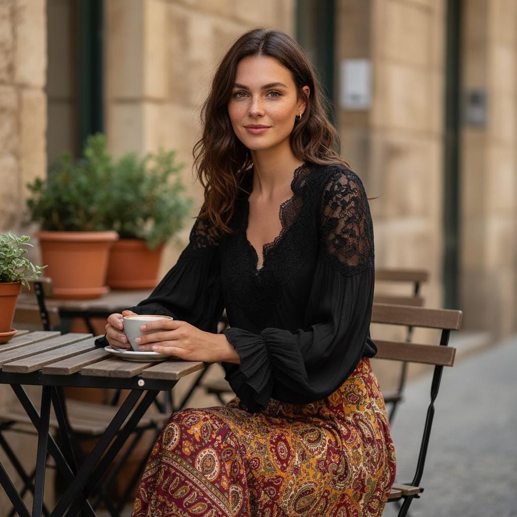 Black Lace Puff Sleeve Blouse V Neck Elegant Office Shirt Women