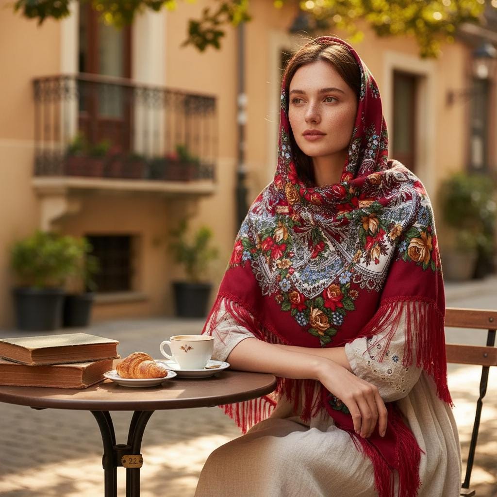 Boho Printed Blanket Scarf Women Warm Tassel Shawl Wrap