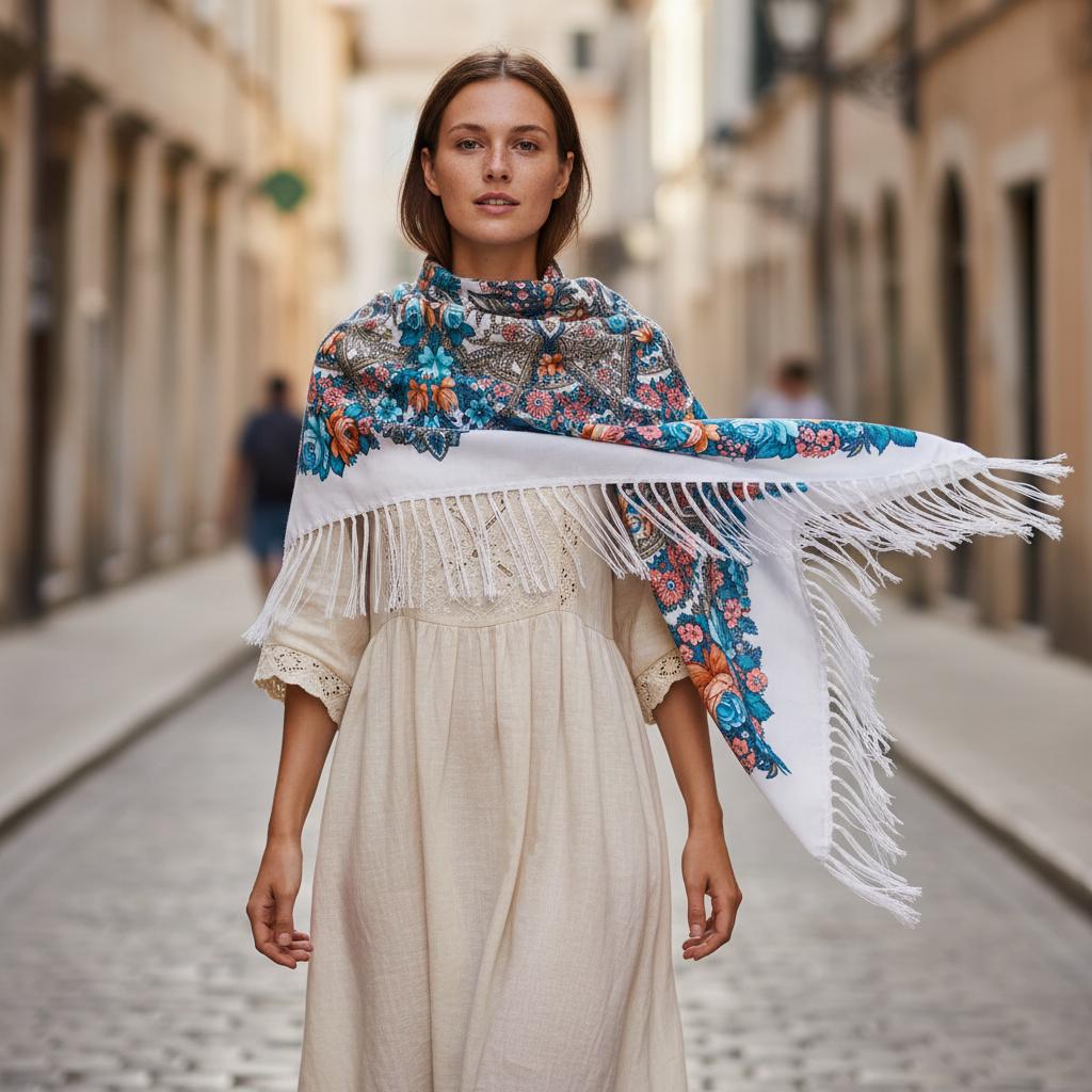 Large Bohemian Shawl Tassel Scarf Warm Winter Wrap Women