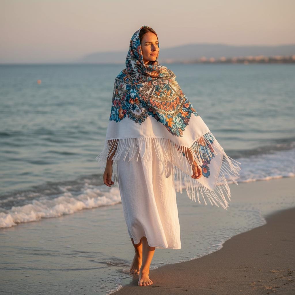 Large Bohemian Shawl Tassel Scarf Warm Winter Wrap Women