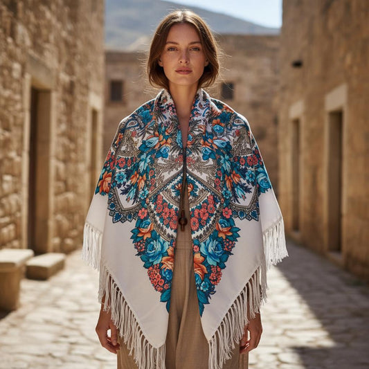 Large Bohemian Shawl Tassel Scarf Warm Winter Wrap Women