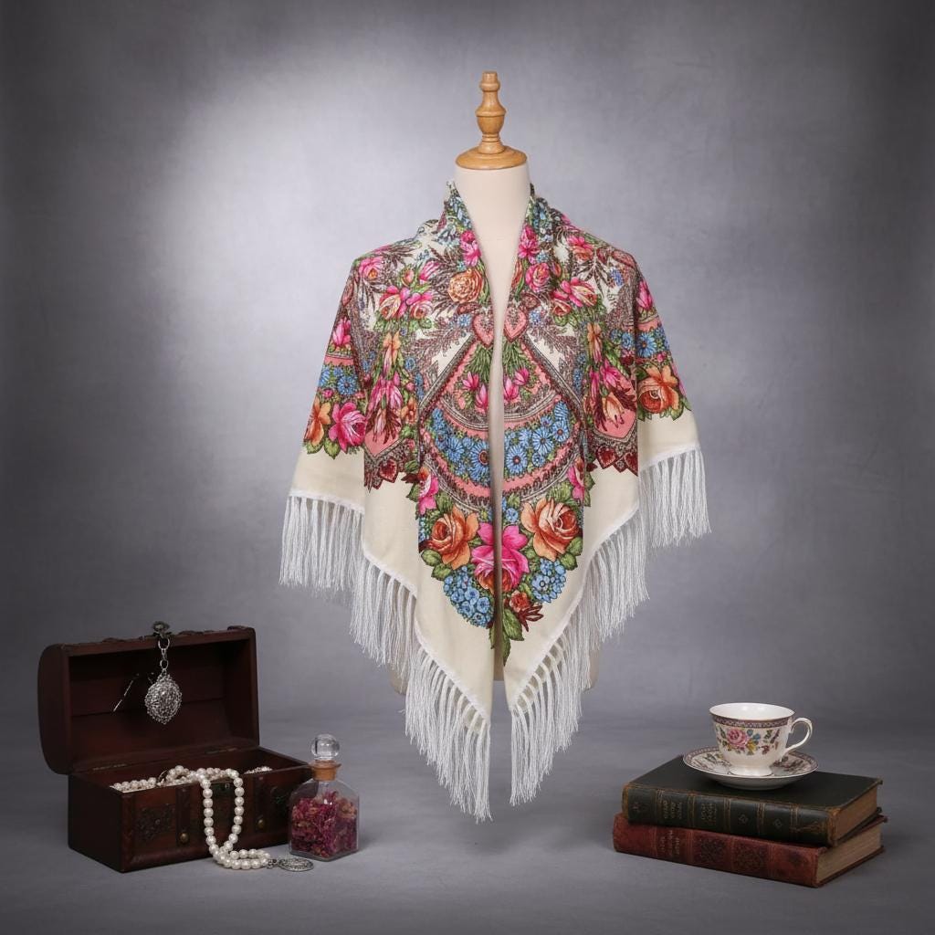 Boho Square Shawl Women Warm Printed Tassel Blanket Scarf