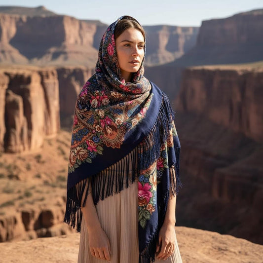 Boho Tassel Scarf Women Large Warm Printed Wrap Shawl
