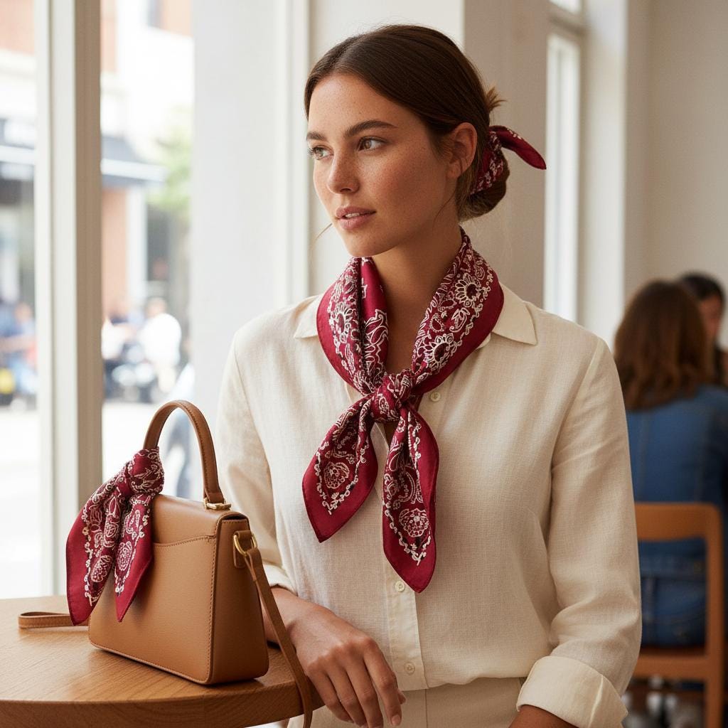 Elegant Paisley Print Silk Hair Scarf Bandana for Women