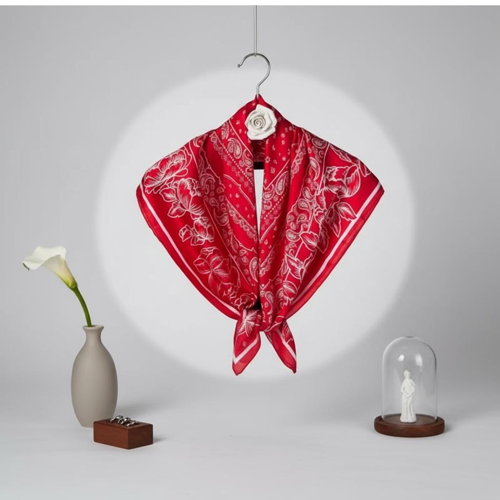 Paisley Silk Square Scarf Women Hair Bandana 70x70cm