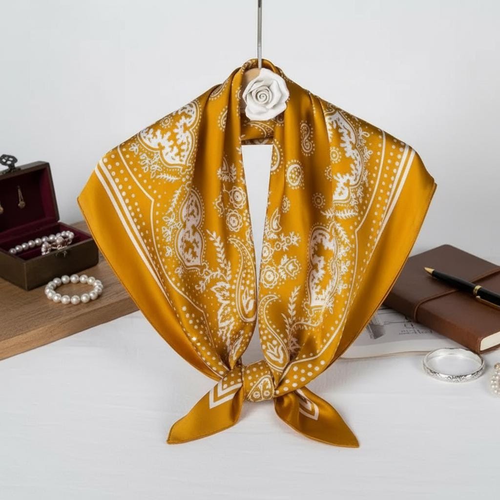 Chic Paisley Print Head Scarf Silk Bandana Women
