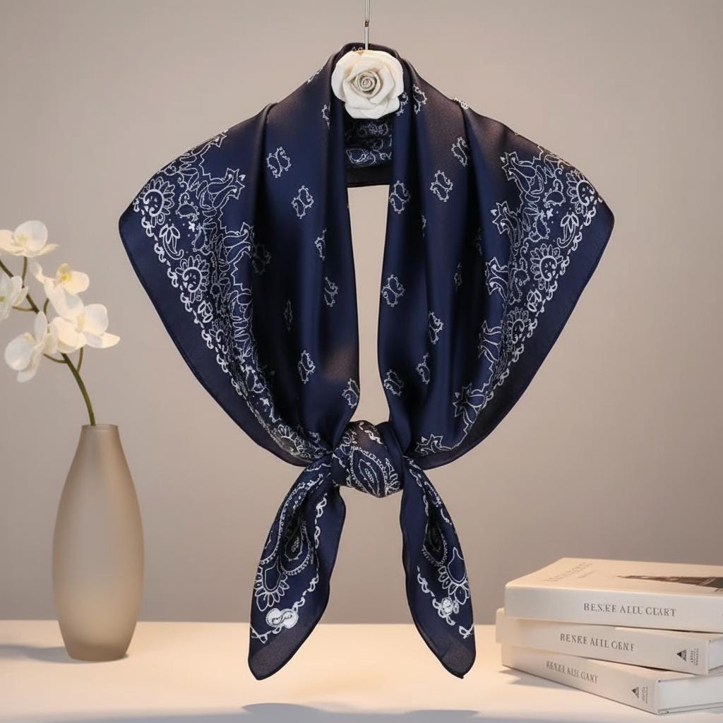 Bohemian Silk Kerchief Paisley Square Scarf for Ladies