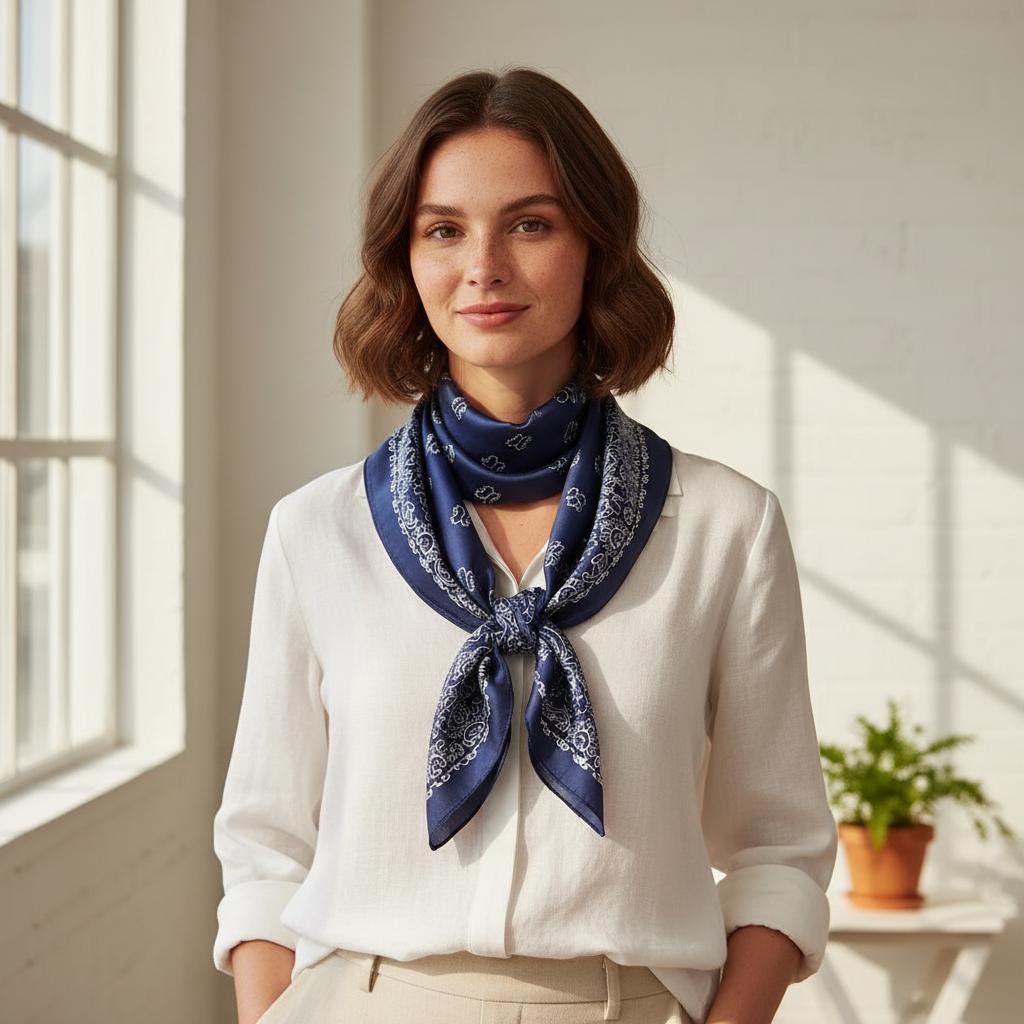 Bohemian Silk Kerchief Paisley Square Scarf for Ladies