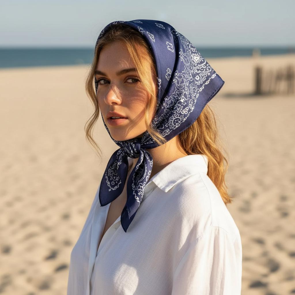 Bohemian Silk Kerchief Paisley Square Scarf for Ladies