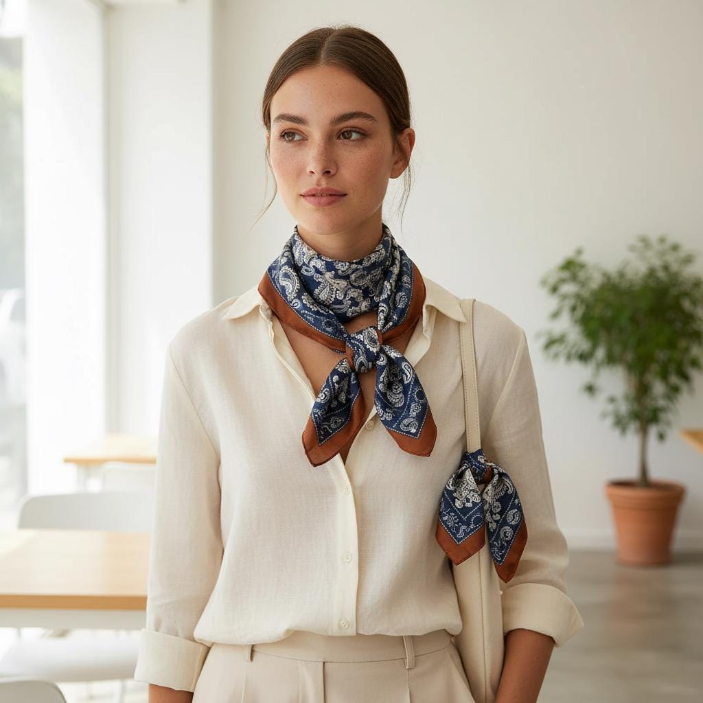 Stylish Paisley Hair Wrap Silk Bandana Women 70x70cm