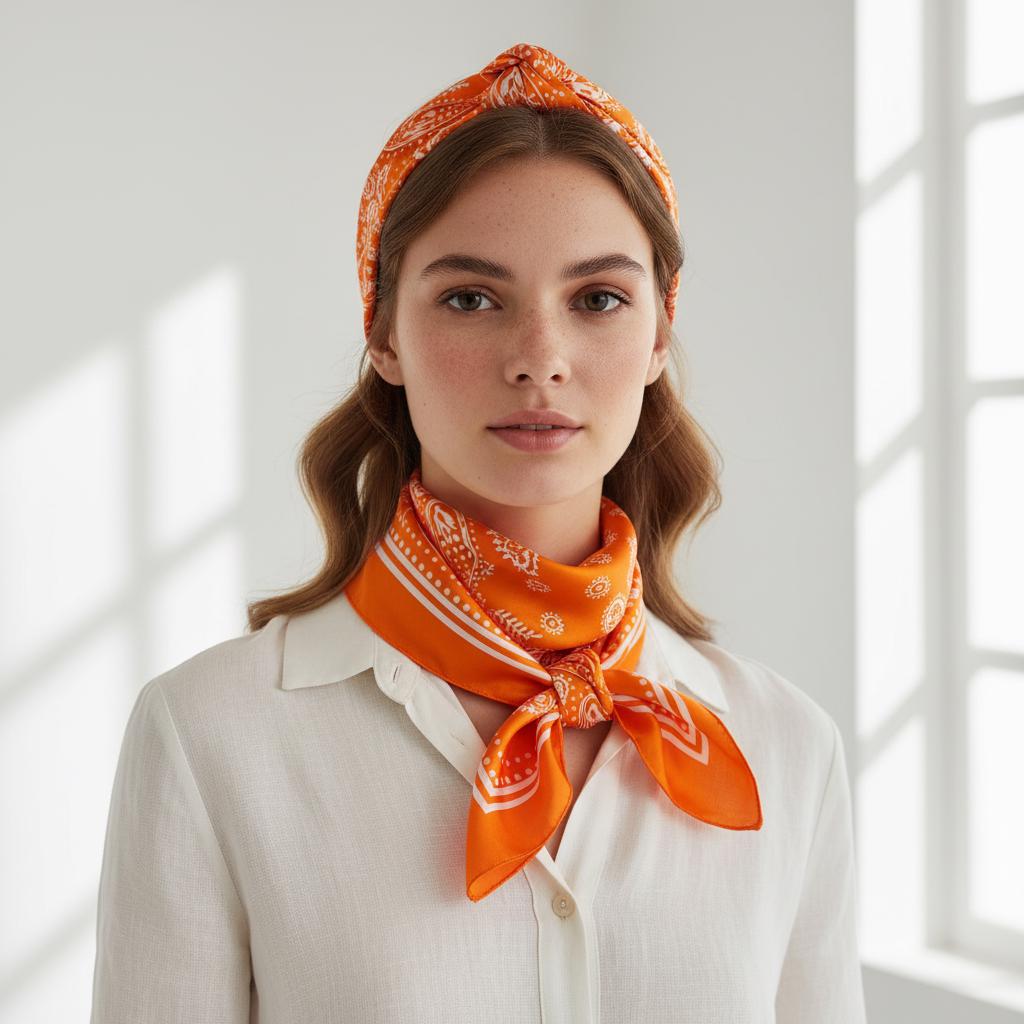 Elegant Paisley Kerchief Women Silk Scarf Hijab Head Wrap 70x70