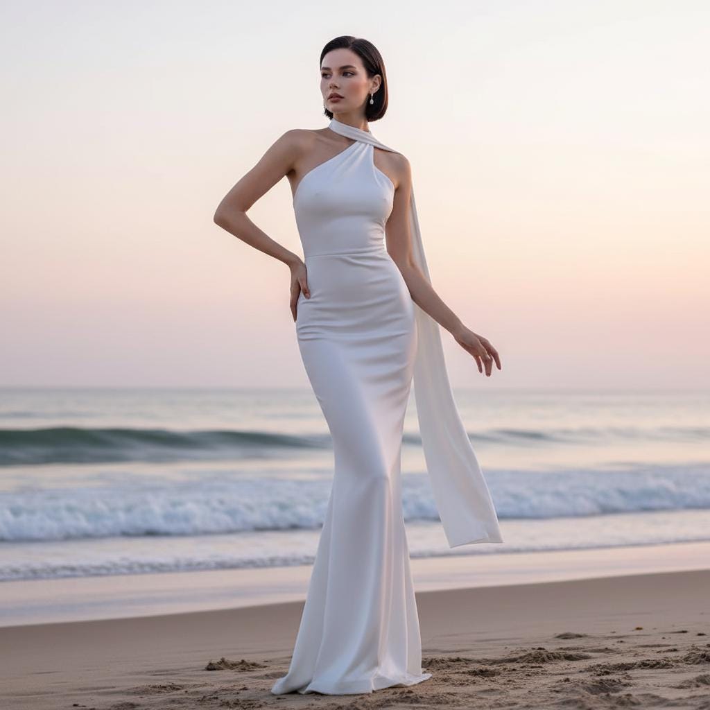 Boho Off Shoulder Ribbon Evening Dress High Waist Slim Wedding Guest