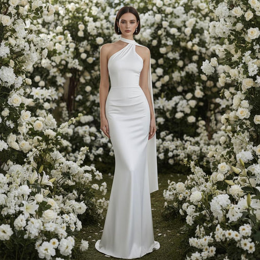 Boho Off Shoulder Ribbon Evening Dress High Waist Slim Wedding Guest