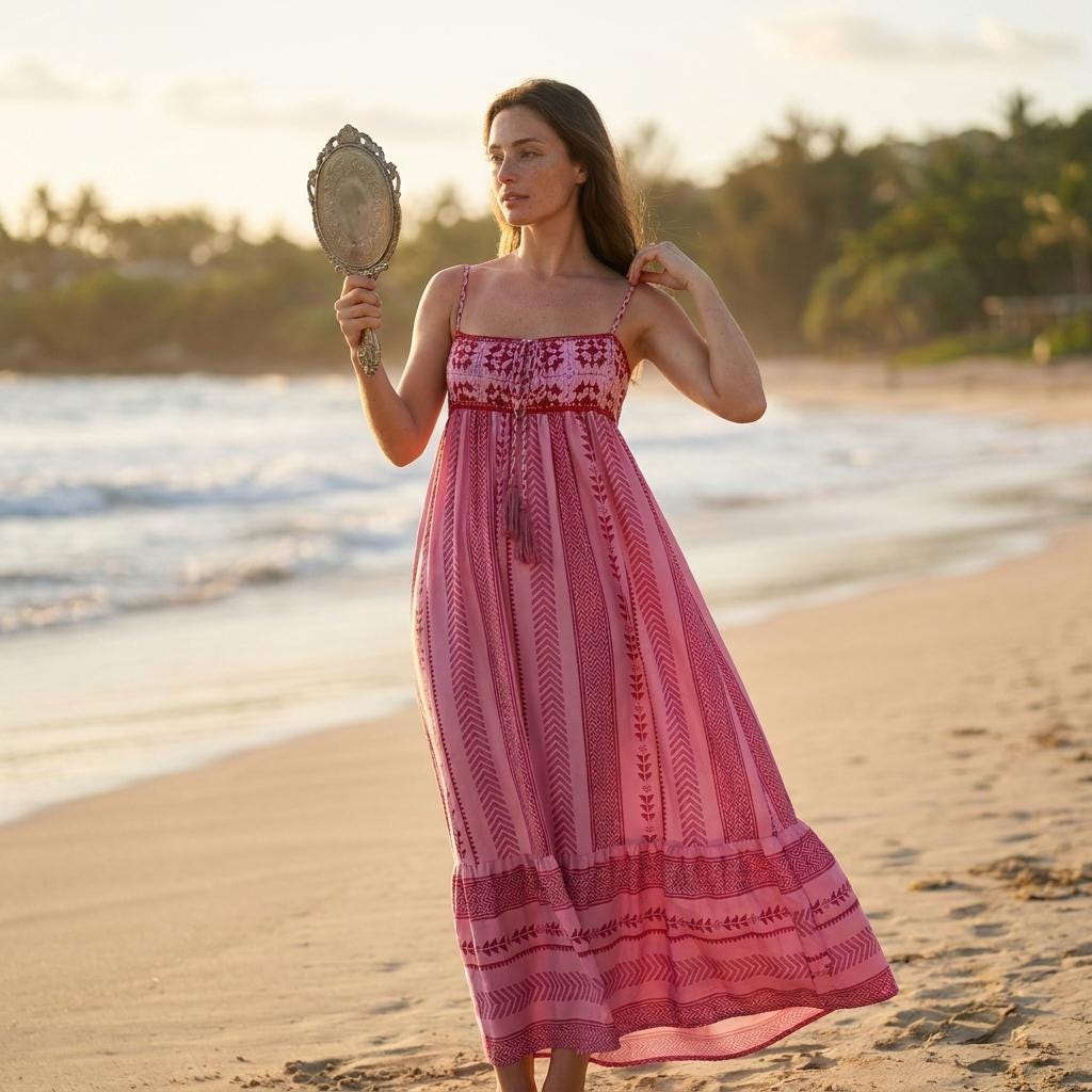 Boho Geometric Crochet Tassel Sleeveless Flowy A-Line Summer Dress