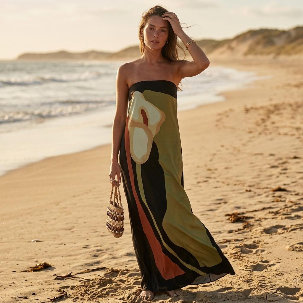 Strapless Floral Maxi Dress Backless Off Shoulder Summer Boho