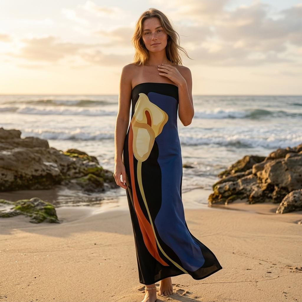 Women Floral Backless Maxi Dress Strapless Boho Summer Outfit