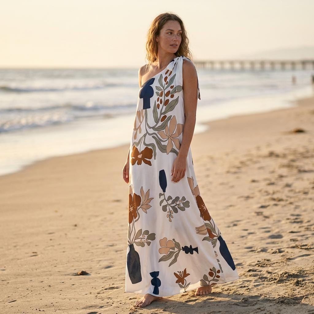 Elegant Off Shoulder Floral Maxi Dress Sleeveless Loose Vacation Party Dress