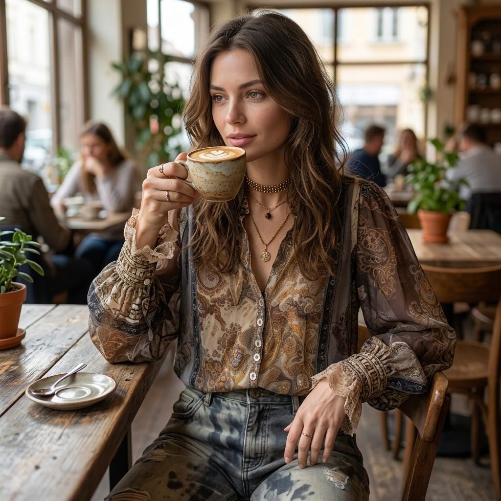 Elegant Paisley Lace Patchwork Boho Blouse Long Sleeve Loose Shirt