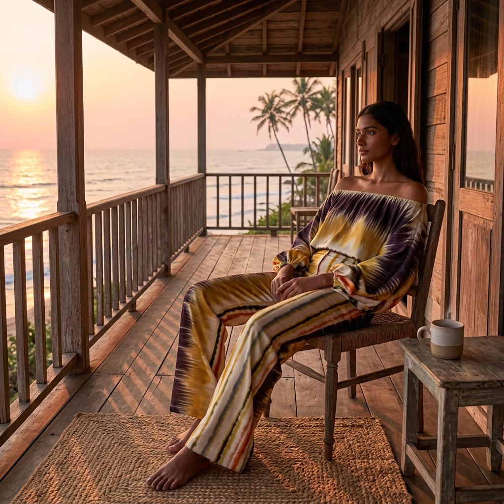Women Satin Print Two Piece Set Off Shoulder Blouse Pants