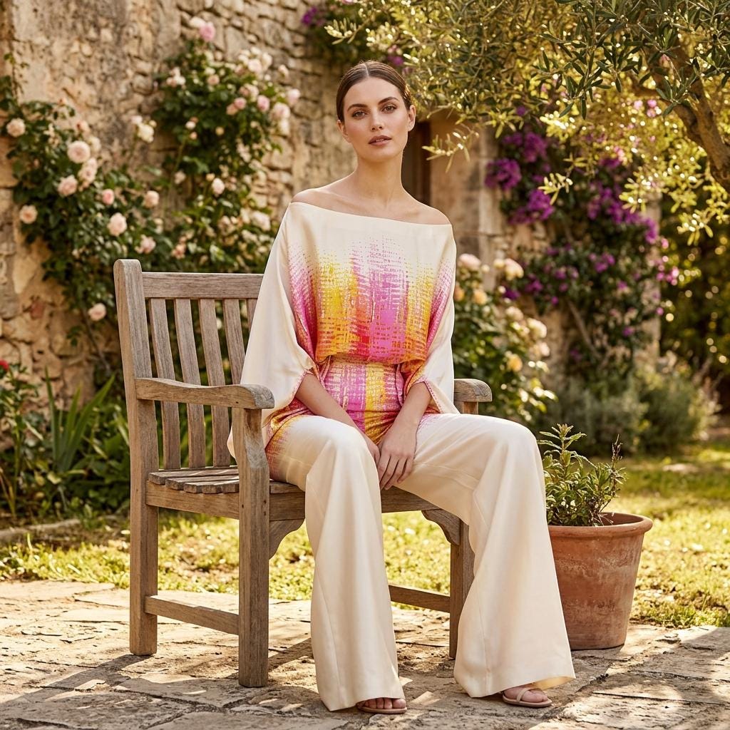 Office Lady Satin Outfit Off Shoulder Blouse Pants Set