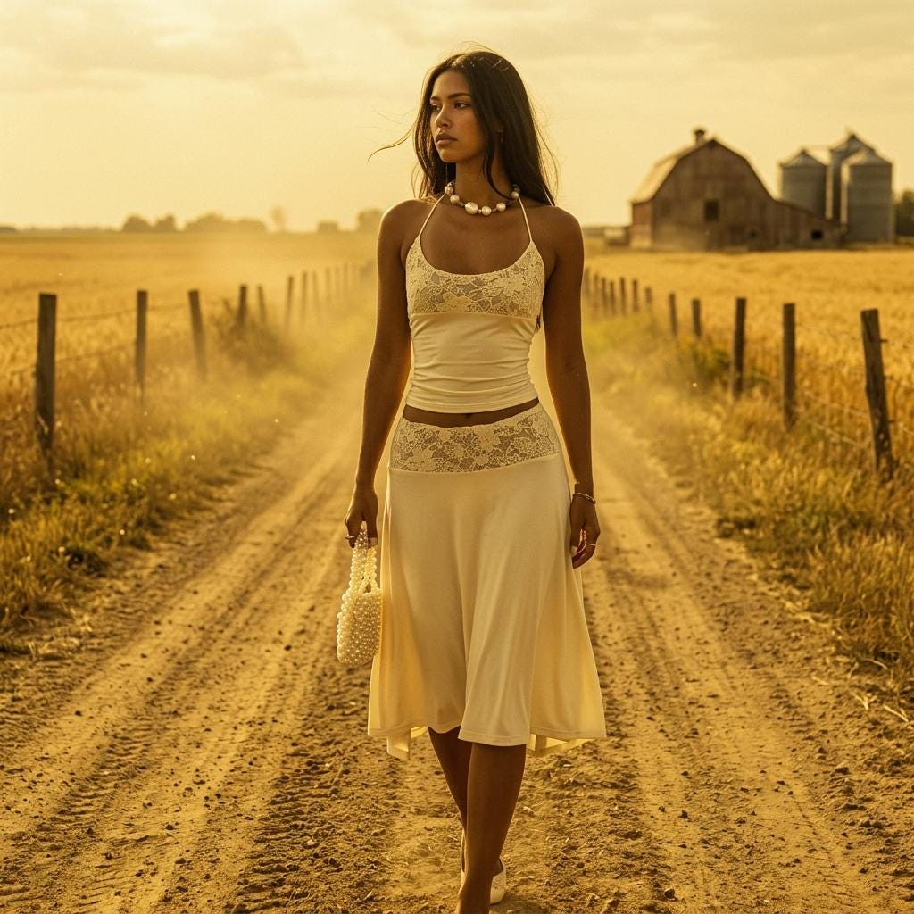 White Lace Patchwork Two Piece Set Halter Top A-Line Skirt