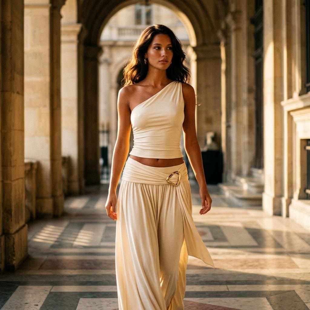 Elegant Ruched Two Piece Set Skew Neck Backless Top Skirt Outfit