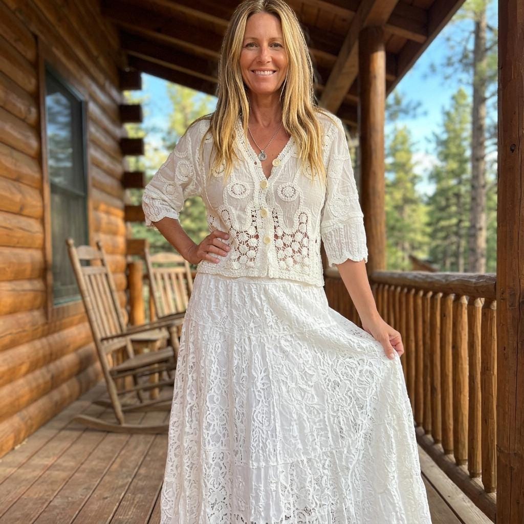 Boho Embroidered Paisley Crochet Beach Cover-Up Button Shirt