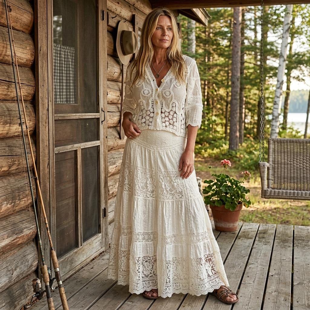 Boho Embroidered Paisley Crochet Beach Cover-Up Button Shirt