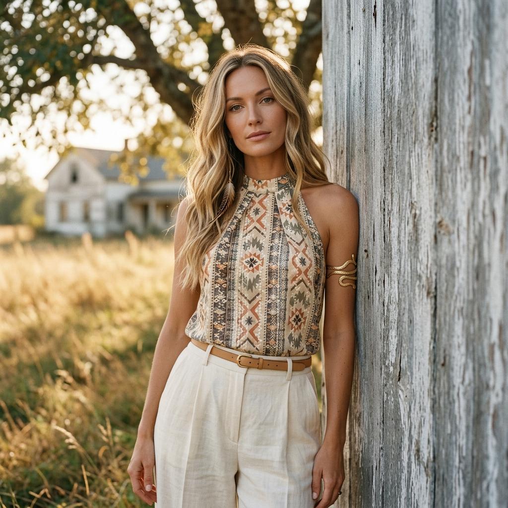 Boho Ethnic Sleeveless Vest Top for Vacation Parties and Summer Style