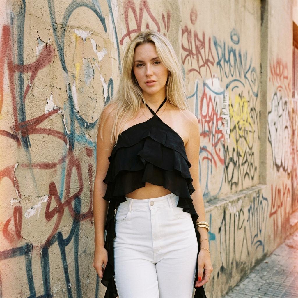 Women’s Boho Chiffon Cropped Camisole Flowy Vacation Tank Top