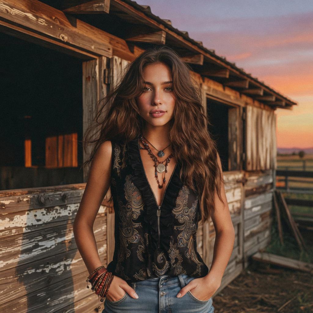 Boho Paisley Ruffle Tank Top Sheer Chiffon V-Neck Blouse