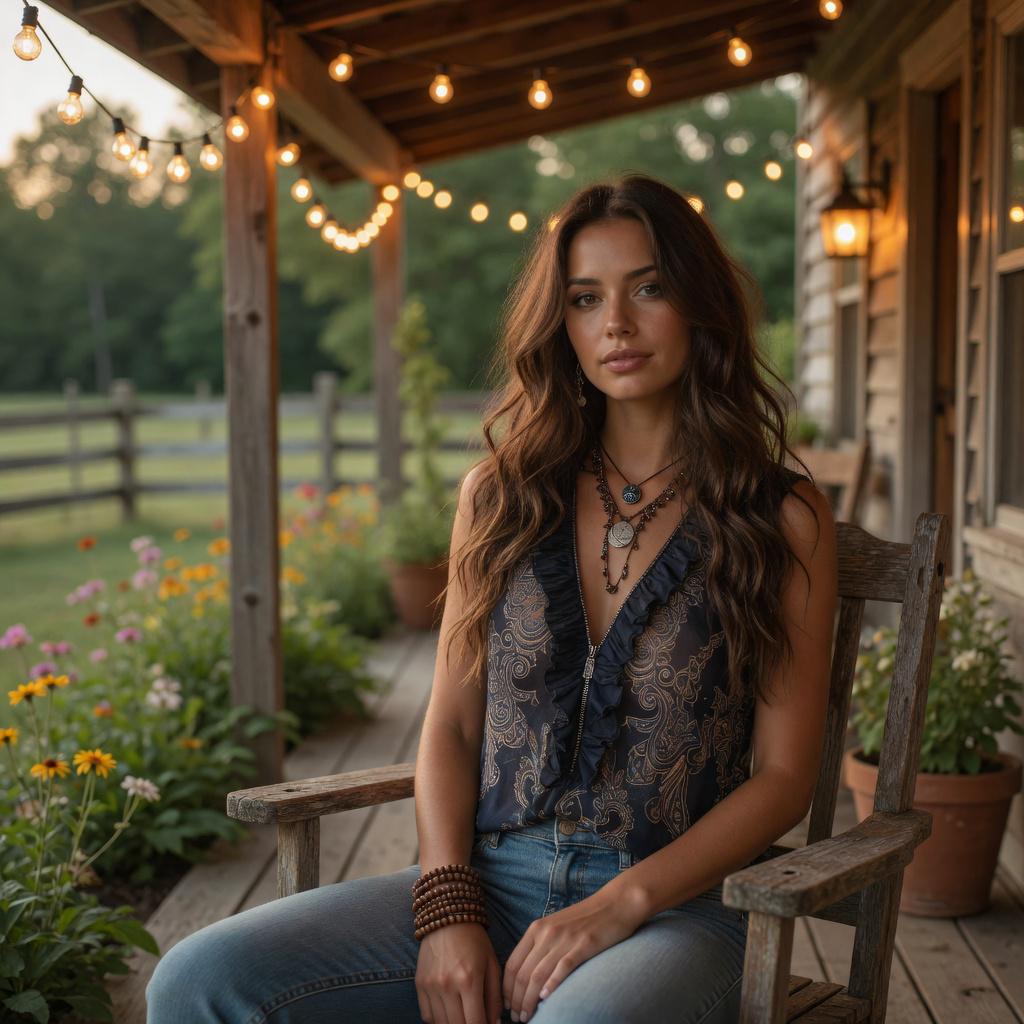 Elegant Paisley Chiffon Sleeveless Top Ruffle V-Neck Boho Blouse